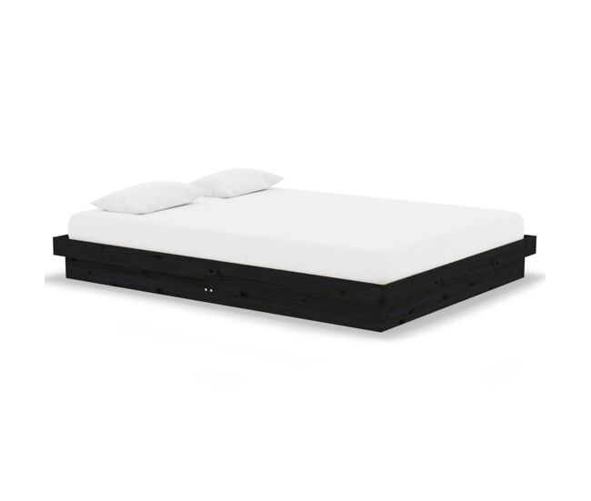 Estructura de cama de madera maciza negro 140x190 cm