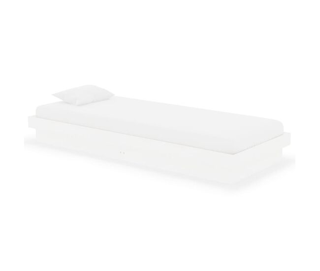 Estructura de cama individual madera maciza blanca 75x190 cm