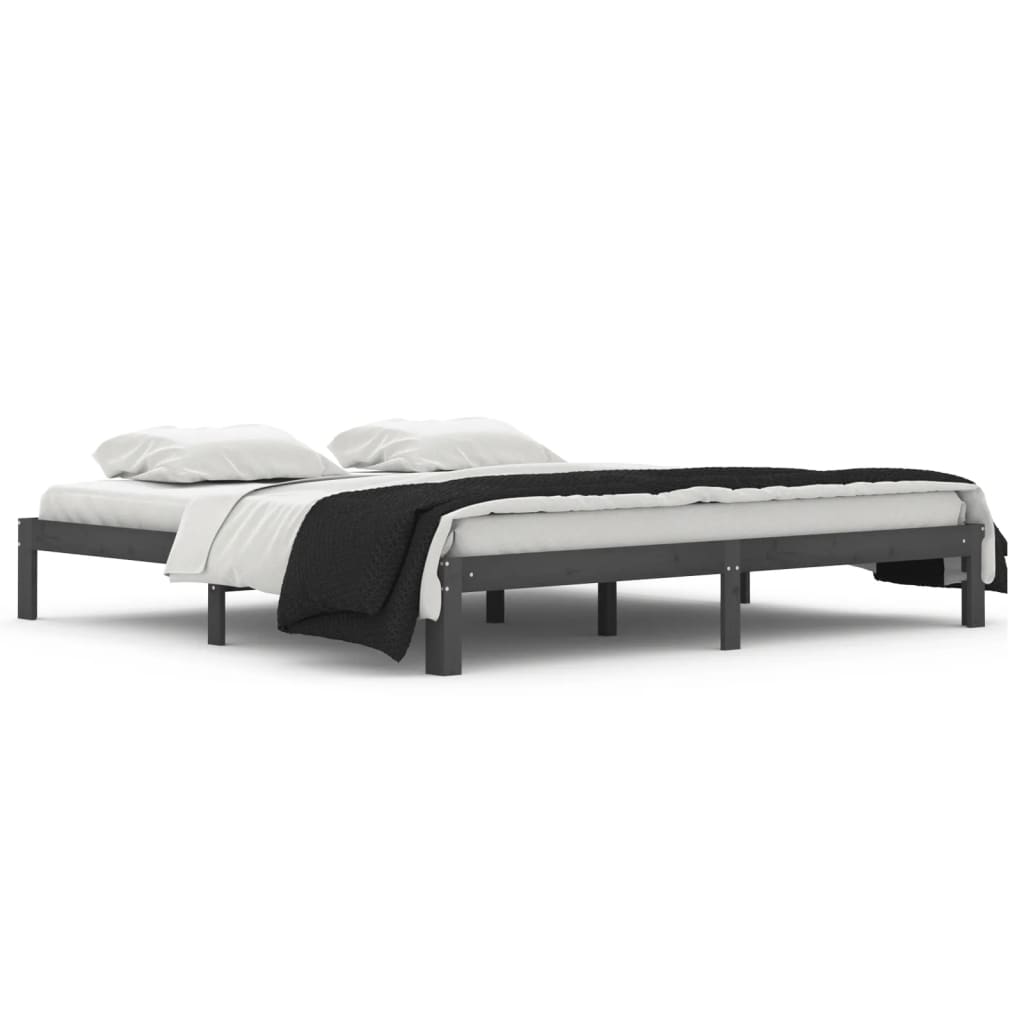 estructura de cama madera maciza de pino gris 200x200 cm