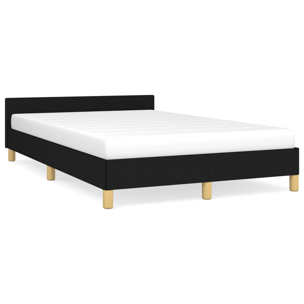 estructura de cama con cabecero de tela negro 120x200 cm