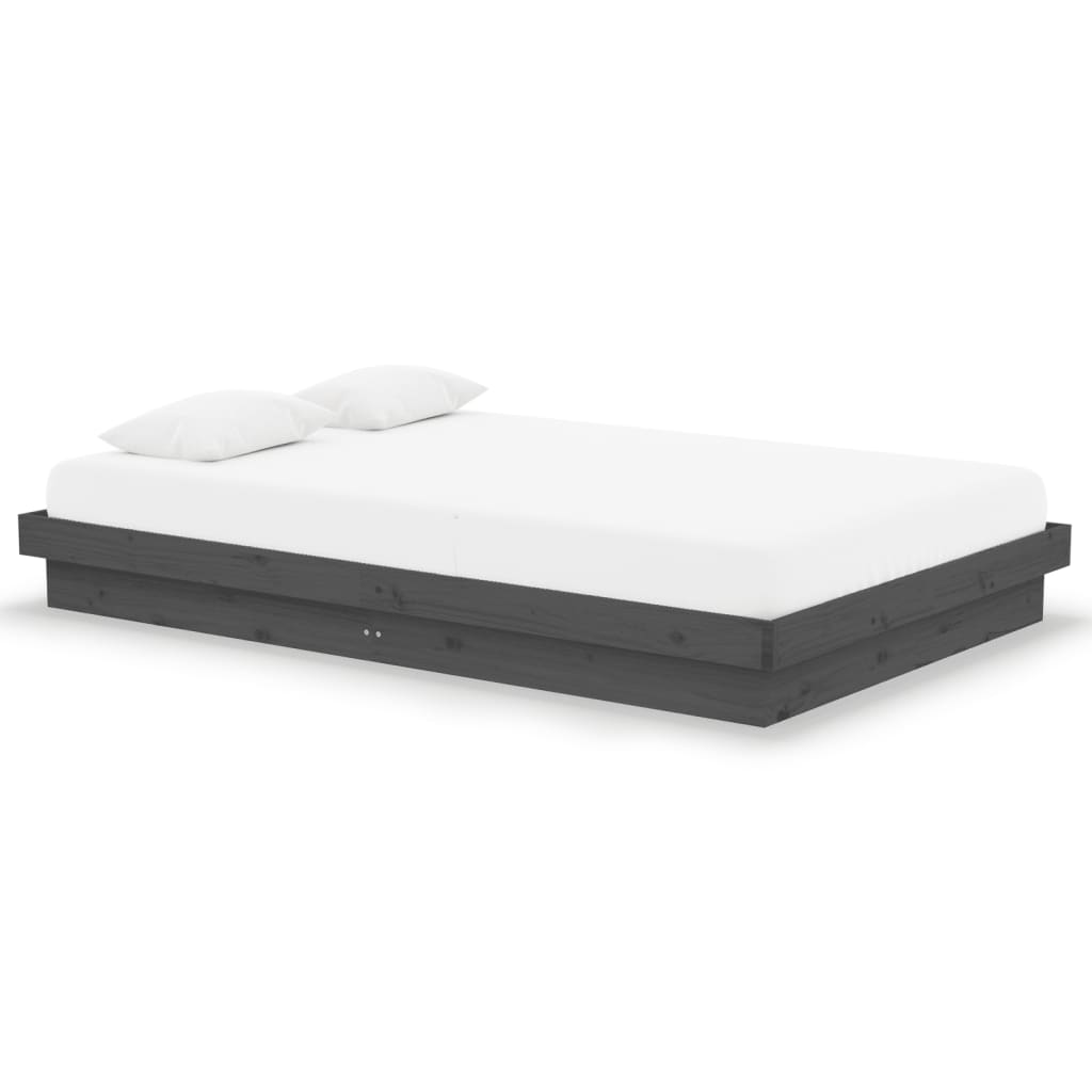 estructura de cama doble pequena madera maciza gris 120x190 cm