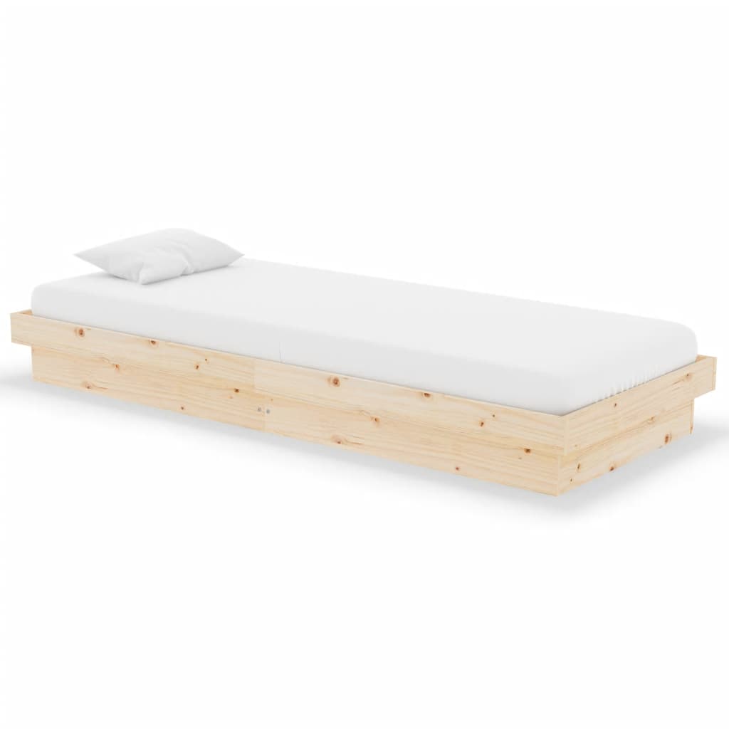 Estructura de cama madera maciza 75x190 cm