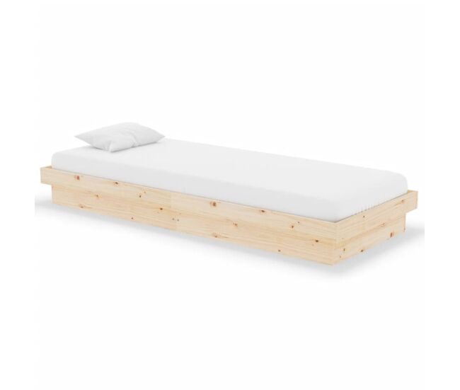 Estructura de cama madera maciza 75x190 cm