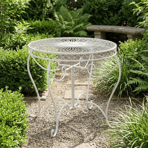 Mesa de jardin Sheela Metal Blanco Ø 90 cm