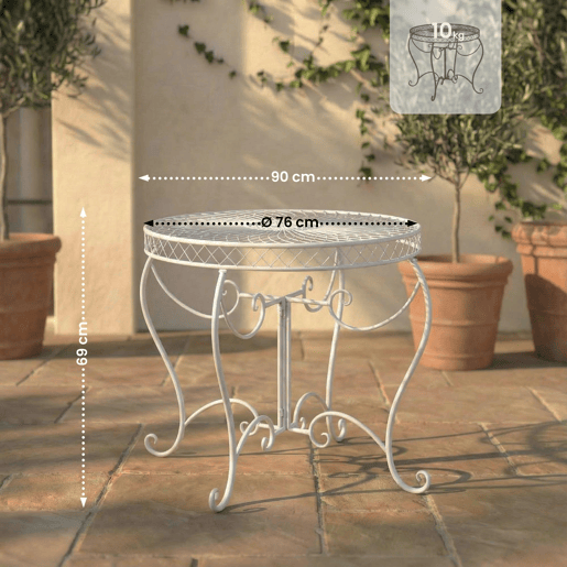 Mesa de jardin Sheela Metal Blanco Ø 90 cm
