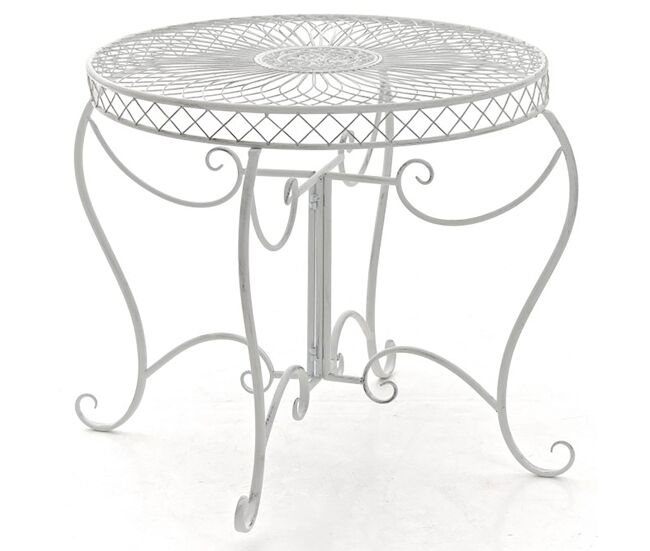 Mesa de jardin sheela metal blanco antiguo ø 90 cm