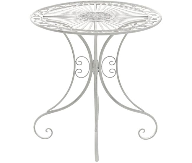 Mesa de jardín hari metal blanco antiguo ø 70 cm