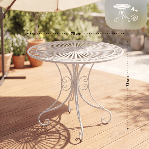 Mesa de Jardín Hari Metal Blanco antiguo Ø 70 cm