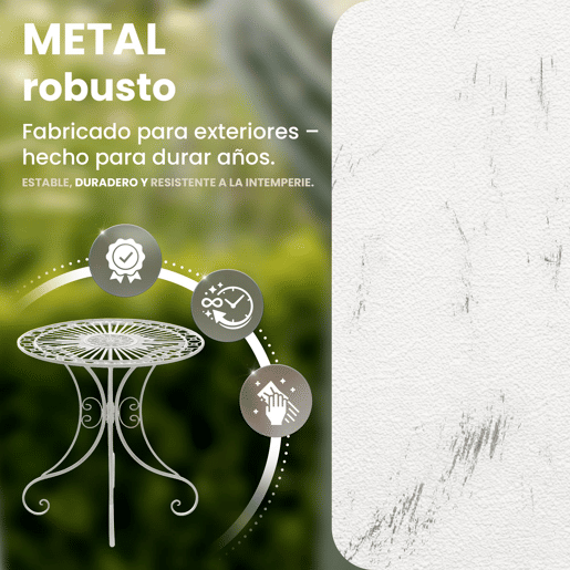 Mesa de Jardín Hari Metal Blanco antiguo Ø 70 cm