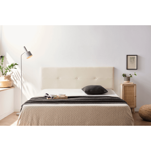 Cabeceira Estofada NAPOLI Pele Sintética 190x50x5 cm - Branco escuro - Moonia