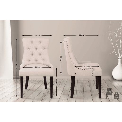 Silla De Comedor Aberdeen En Tela Crema 58X55X92 cm