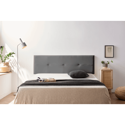 Cabeceira Estofada NAPOLI Pele Sintética 210x50x5 cm - CINZA ESCURO - Moonia