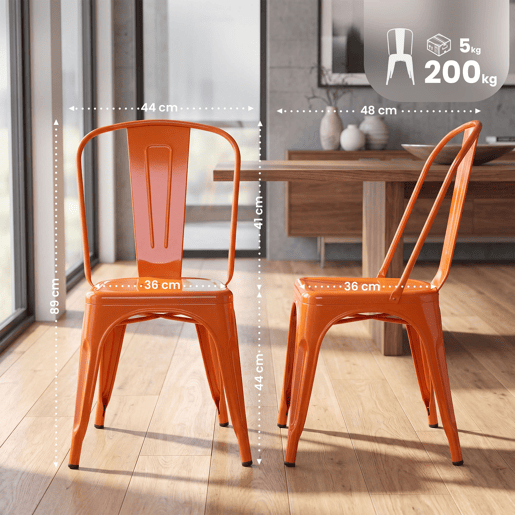 Silla Apilable Benedikt de Metal Naranja 48X44X89 cm