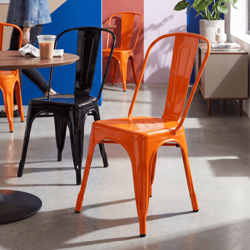 Silla Apilable Benedikt de Metal Naranja 48X44X89 cm