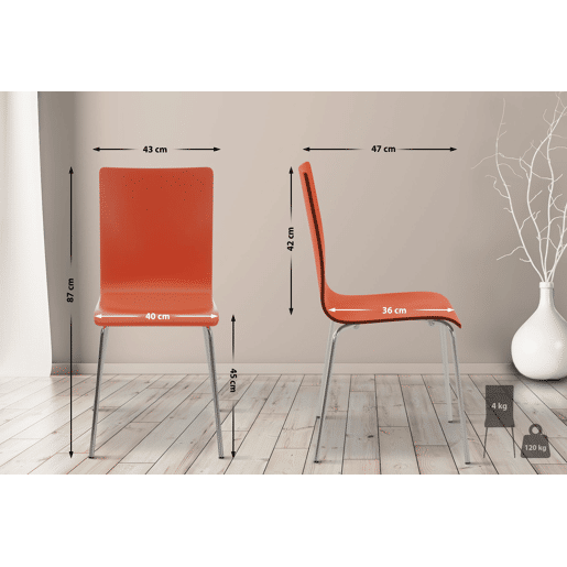 Silla visita Pepe Madera Naranja 47X43X87 cm Silla visita Pepe Madera Naranja 47X43X87 cm