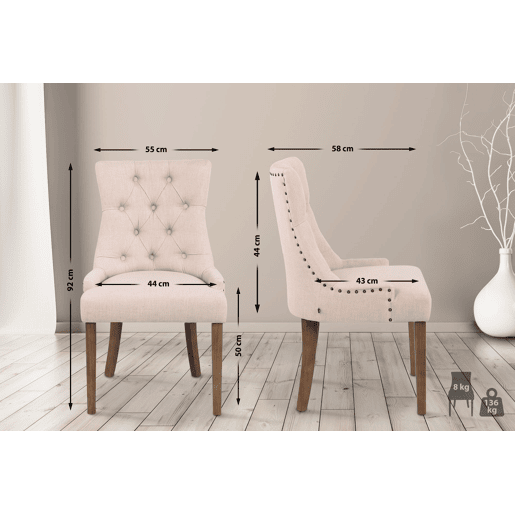 Silla De Comedor Aberdeen En Tela Crema 58X55X92 cm