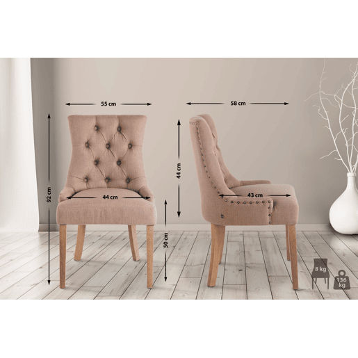 Silla De Comedor Aberdeen En Tela Gris topo 58X55X92 cm