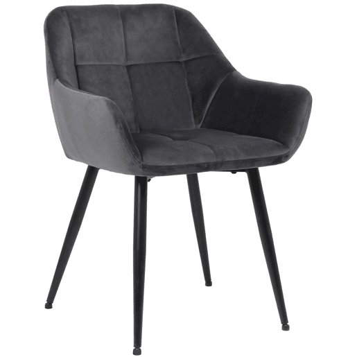 Silla de salón Emia en terciopelo Gris 61X56.5X84 cm