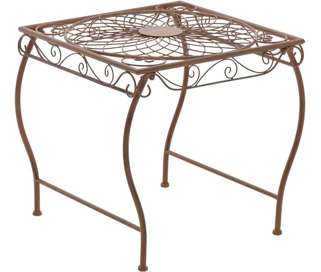 Mesa de jardin zarina metal marrón antiguo 45x49x46 cm