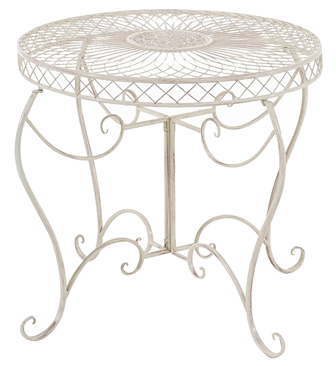 Mesa de jardin sheela metal crema antiguo ø 90 cm