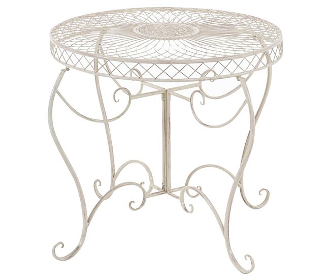 Mesa de jardin sheela metal crema antiguo ø 90 cm