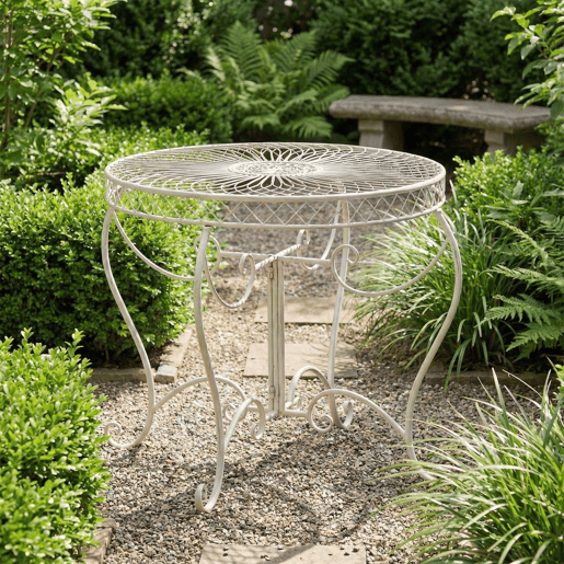 Mesa de jardin Sheela Metal Crema antiguo Ø 90 cm