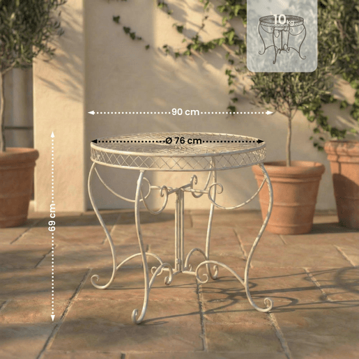 Mesa de jardin Sheela Metal Crema antiguo Ø 90 cm