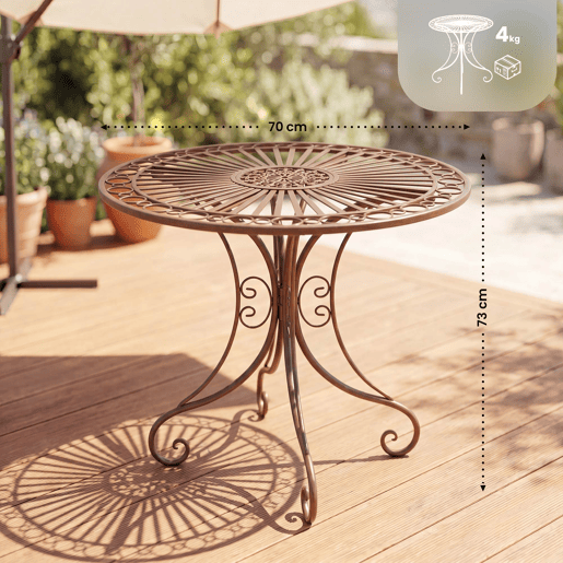 Mesa de Jardín Hari Metal Marrón antiguo Ø 70 cm Mesa de Jardín Hari Metal Marrón antiguo Ø 70 cm