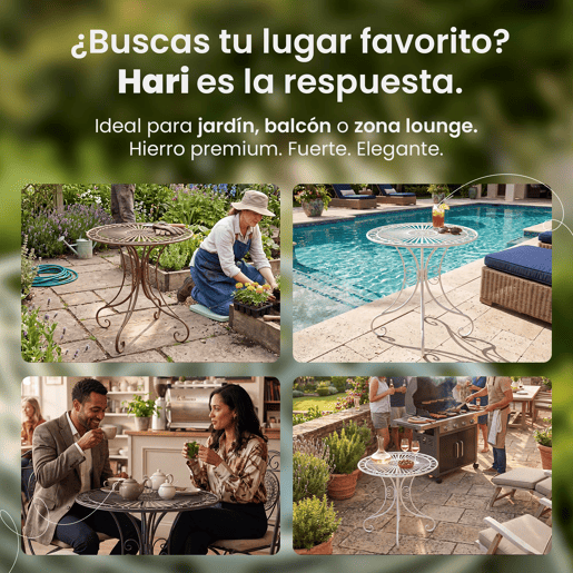 Mesa de Jardín Hari Metal Marrón antiguo Ø 70 cm Mesa de Jardín Hari Metal Marrón antiguo Ø 70 cm