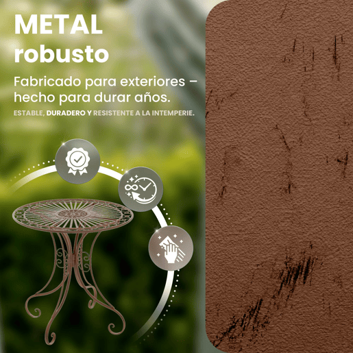 Mesa de Jardín Hari Metal Marrón antiguo Ø 70 cm Mesa de Jardín Hari Metal Marrón antiguo Ø 70 cm