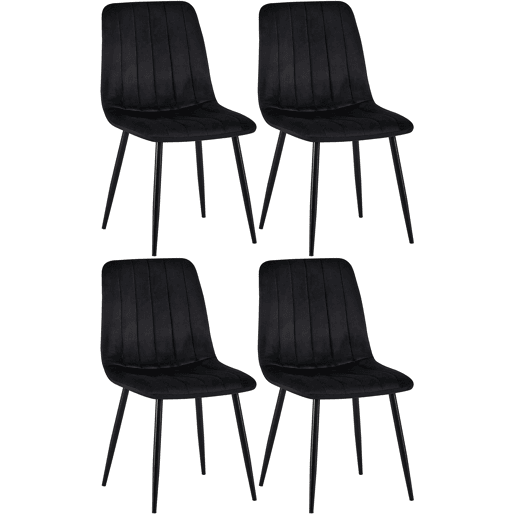 Set de 4 sillas de salón Dijon en tela o terciopelo Negro 53X45X88 cm