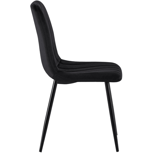 Set de 4 sillas de salón Dijon en tela o terciopelo Negro 53X45X88 cm