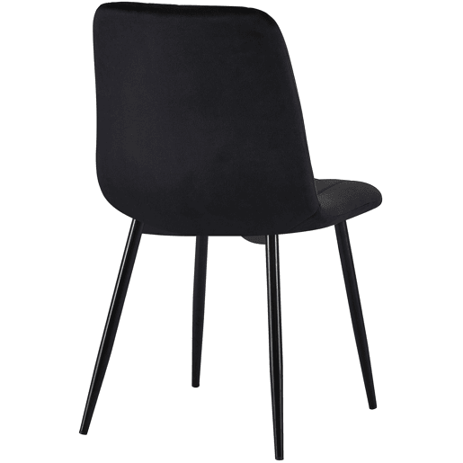 Set de 4 sillas de salón Dijon en tela o terciopelo Negro 53X45X88 cm