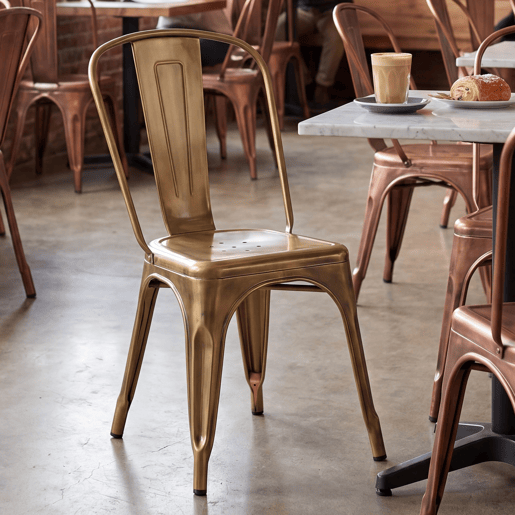 Silla Apilable Benedikt de Metal Dorado 48X44X89 cm