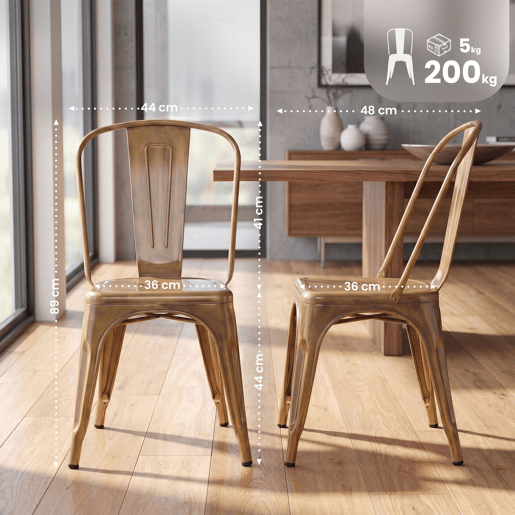 Silla Apilable Benedikt de Metal Dorado 48X44X89 cm