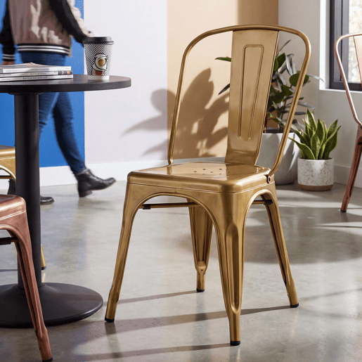 Silla Apilable Benedikt de Metal Dorado 48X44X89 cm