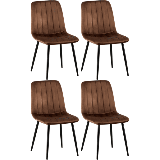 Set de 4 sillas de salón Dijon en tela o terciopelo Marrón 53X45X88 cm