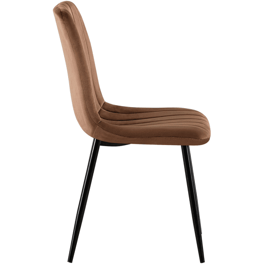 Set de 4 sillas de salón Dijon en tela o terciopelo Marrón 53X45X88 cm