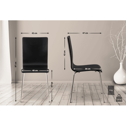 Silla visita Pepe Madera Negro 47X43X87 cm