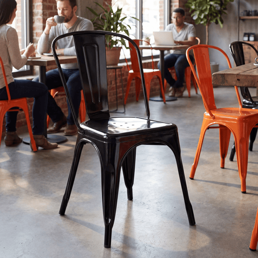 Silla Apilable Benedikt de Metal Negro 48X44X89 cm
