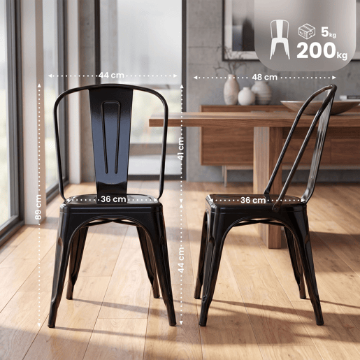 Silla Apilable Benedikt de Metal Negro 48X44X89 cm