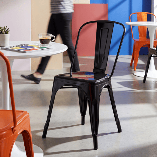 Silla Apilable Benedikt de Metal Negro 48X44X89 cm