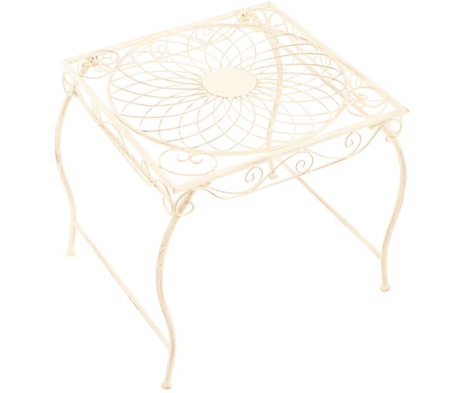 Mesa de jardin zarina metal crema antiguo 45x49x46 cm