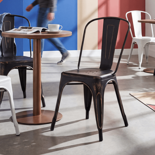 Silla Apilable Benedikt de Metal Negro-dorado 48X44X89 cm