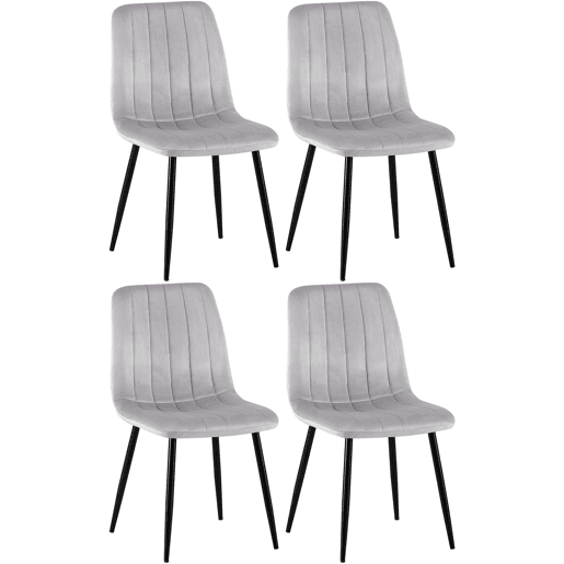 Set de 4 sillas de salón Dijon en tela o terciopelo Gris 53X45X88 cm