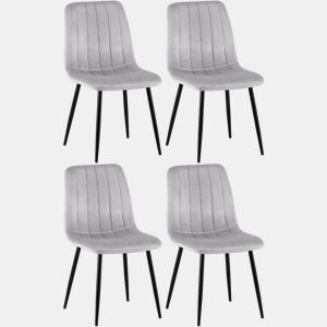 Set de 4 sillas de salón Dijon en tela o terciopelo Gris 53X45X88 cm