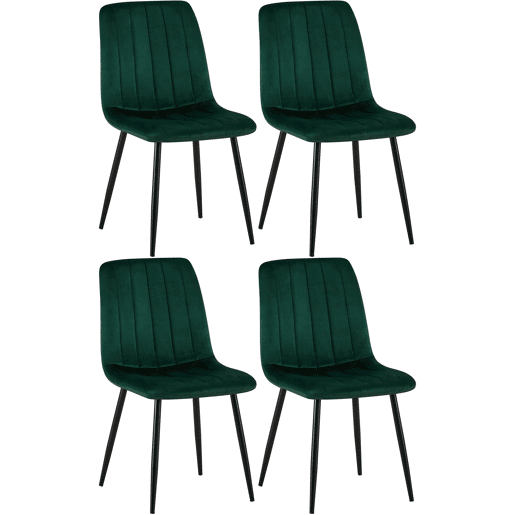 Set de 4 sillas de salón Dijon en tela o terciopelo Verde 53X45X88 cm