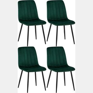 Set de 4 sillas de salón Dijon en tela o terciopelo Verde 53X45X88 cm