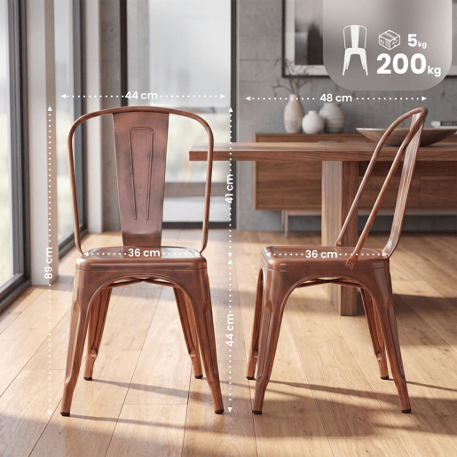 Silla Apilable Benedikt de Metal Cobre 48X44X89 cm