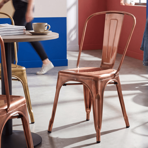 Silla Apilable Benedikt de Metal Cobre 48X44X89 cm